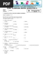 Soal UAS Bahasa Inggris Kelas 1 SD Semester 2 Dan Kunci Jawaban PDF