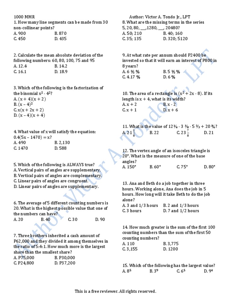 Thousand Questions Docx Triangle Area