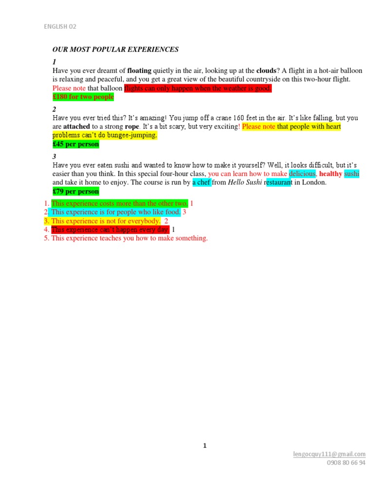 Unique Adventure Experiences Guide | PDF
