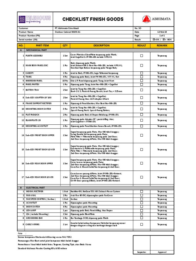 Form Checklist FinishGoods PDF