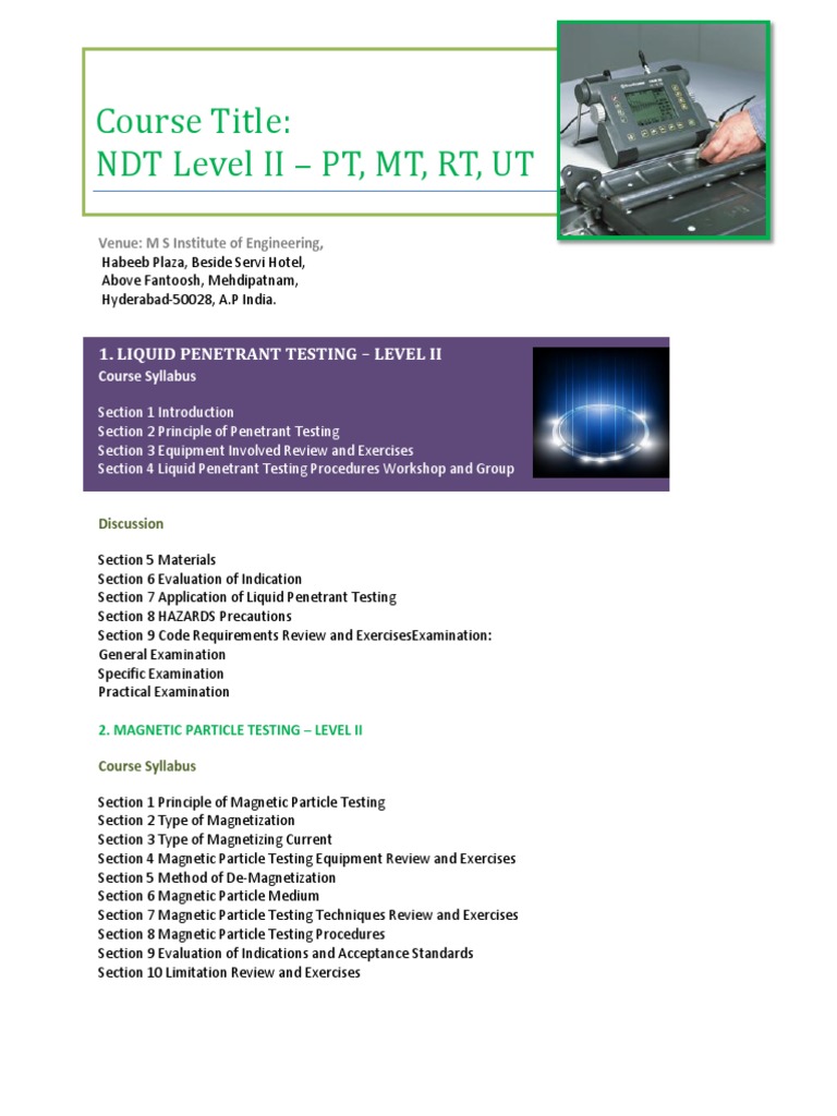 ASNT-NDT Level - II in RT, UT MT, PT PDF | PDF | Radiography | Materials