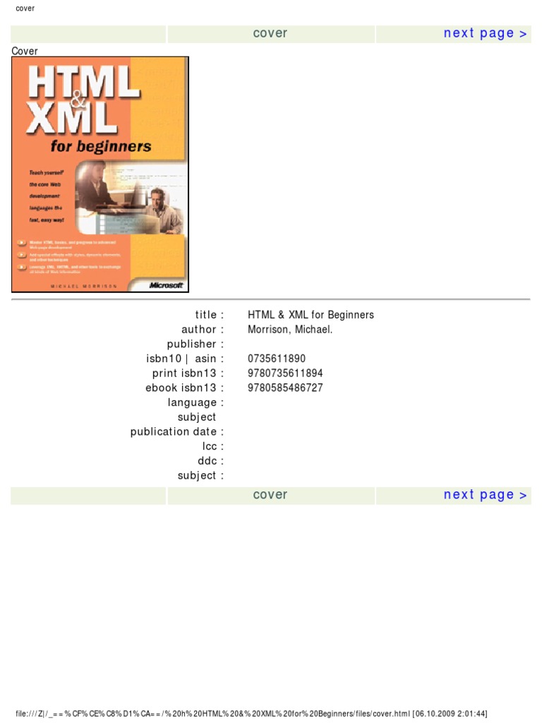 HTML & XML For Beginners | PDF | Xhtml | Html