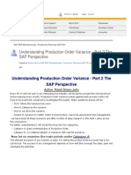 Understanding Production Order Variance - Part 2 The SAP Perspective