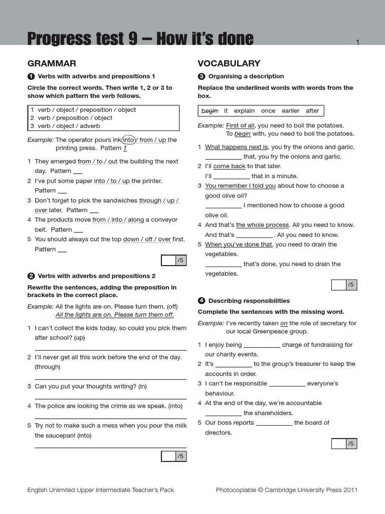 Progress Test 9 | PDF | Object (Grammar) | Verb