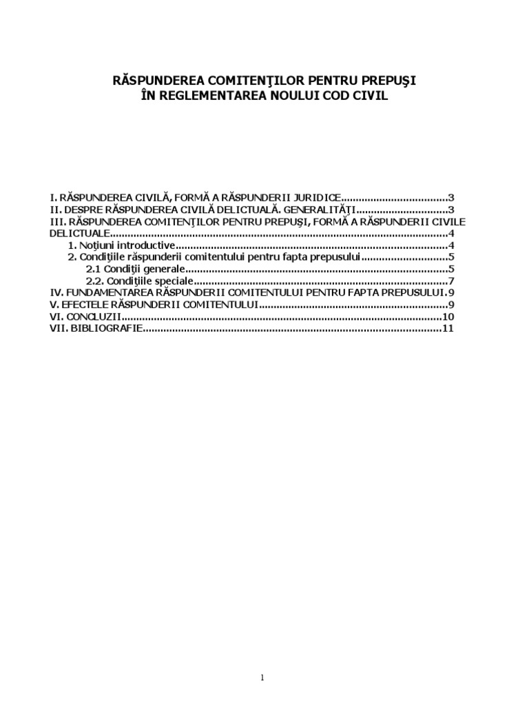 Raspunderea Comitentilor Pentru Prepusi