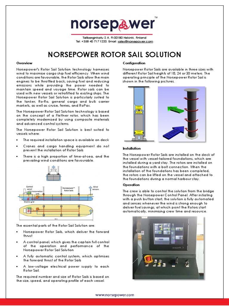 Norsepower Rotor Sail Solution Brochure 2018-10-30 | PDF | Ships ...