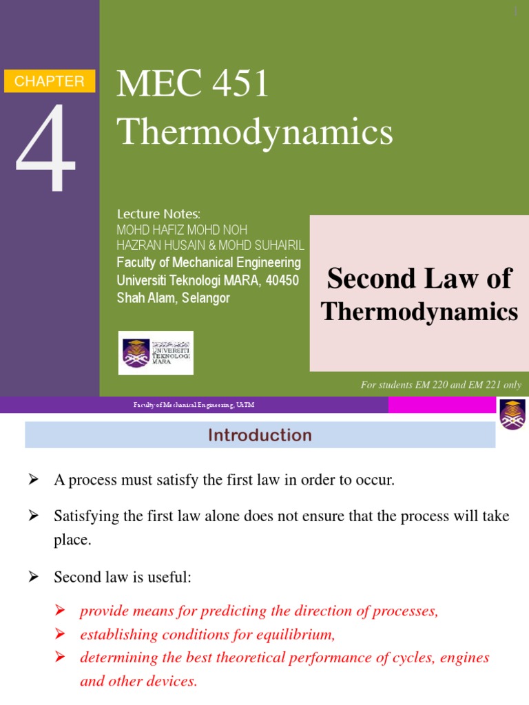 Second Law of Thermodynamics Overview | PDF | Heat | Temperature