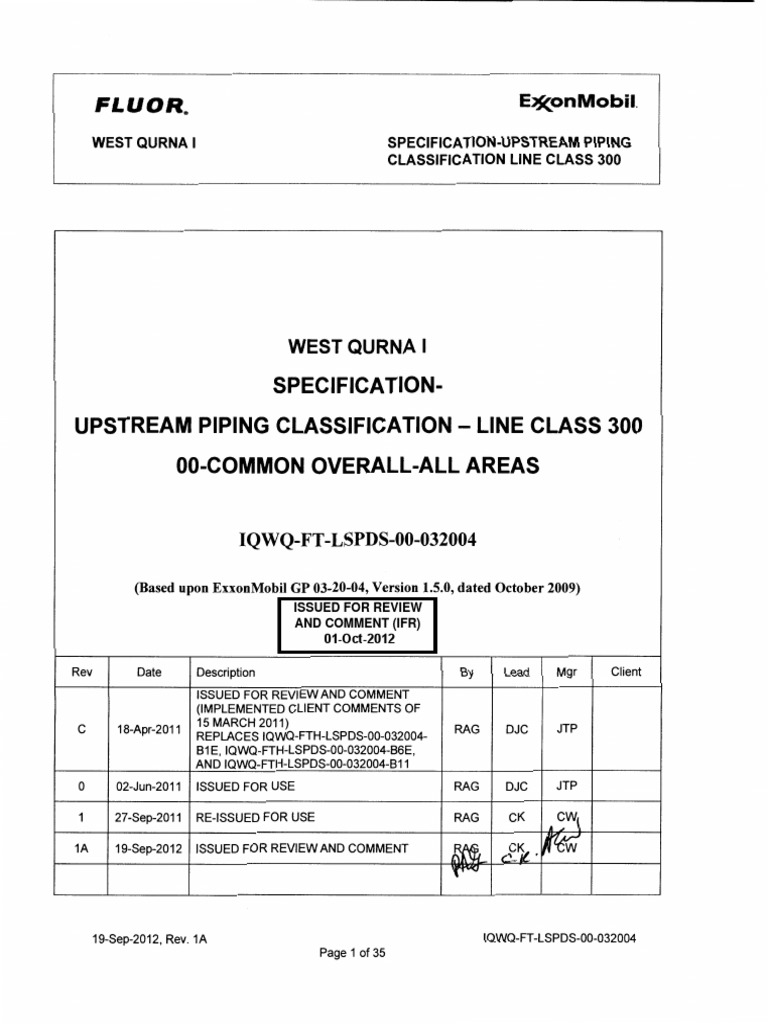 fluor-specification-upstream-piping-classification-line-class-300