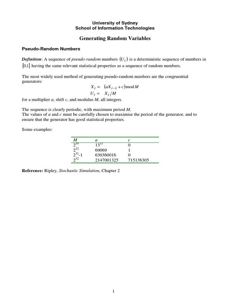 Methods For Generating Random Variables Ppt