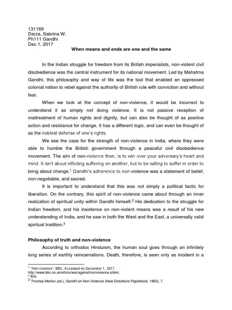 Philosophy of Truth and Non-Violence | PDF | Nonviolence | Ahimsa