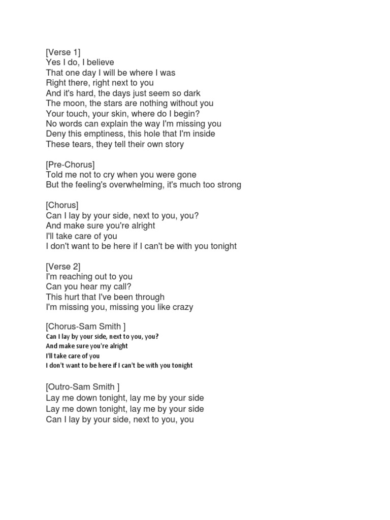 Can I Lay By Your Side Sam Smith