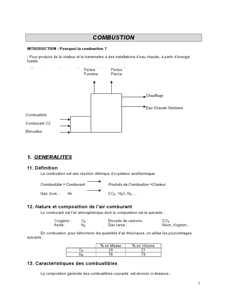Types et Pouvoirs de Combustion | PDF | La combustion | Combustible