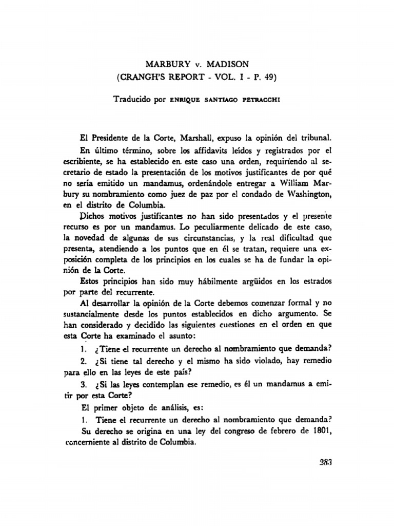 Marbury V Madison PDF | PDF | Presidentes de los Estados Unidos ...