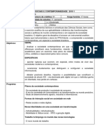 Plano de Ensino Ciências Sociais e Contemporaneidade 2019 1