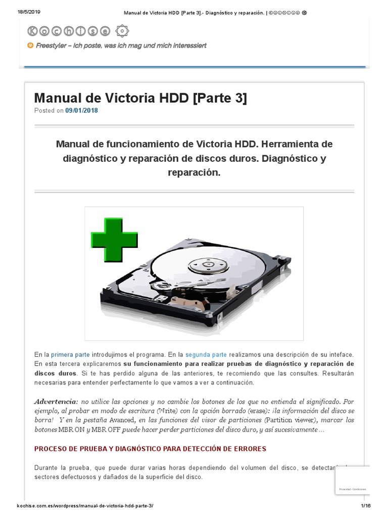 Manual de Victoria HDD (Parte 3) . - Diagnóstico y Reparación. - PDF | PDF  | Disco duro | Point and Click