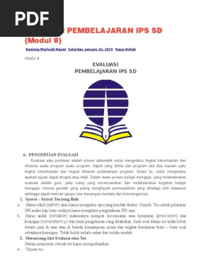 Rangkuman 8 Evaluasi Pembelajaran Ips Sd