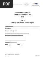 EN VI 2019 Limba Comunicare Test 2 Engleza PDF