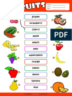 Fruits Esl Vocabulary Matching Exercise Worksheet For Kids