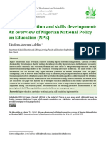 Higher Education and Skills Development: An Overview of Nigerian National Policy On Education (NPE)