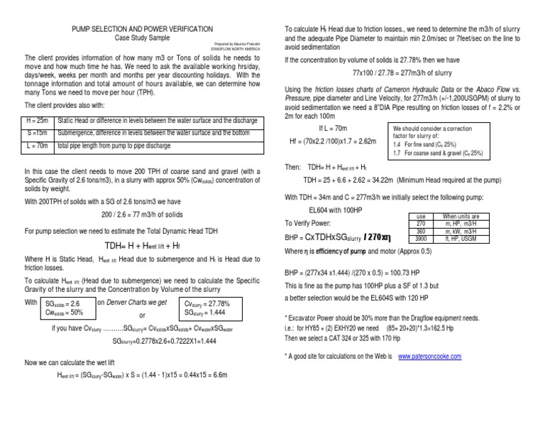 TDH Calculation for Pump Selection | PDF | Continuum Mechanics ...