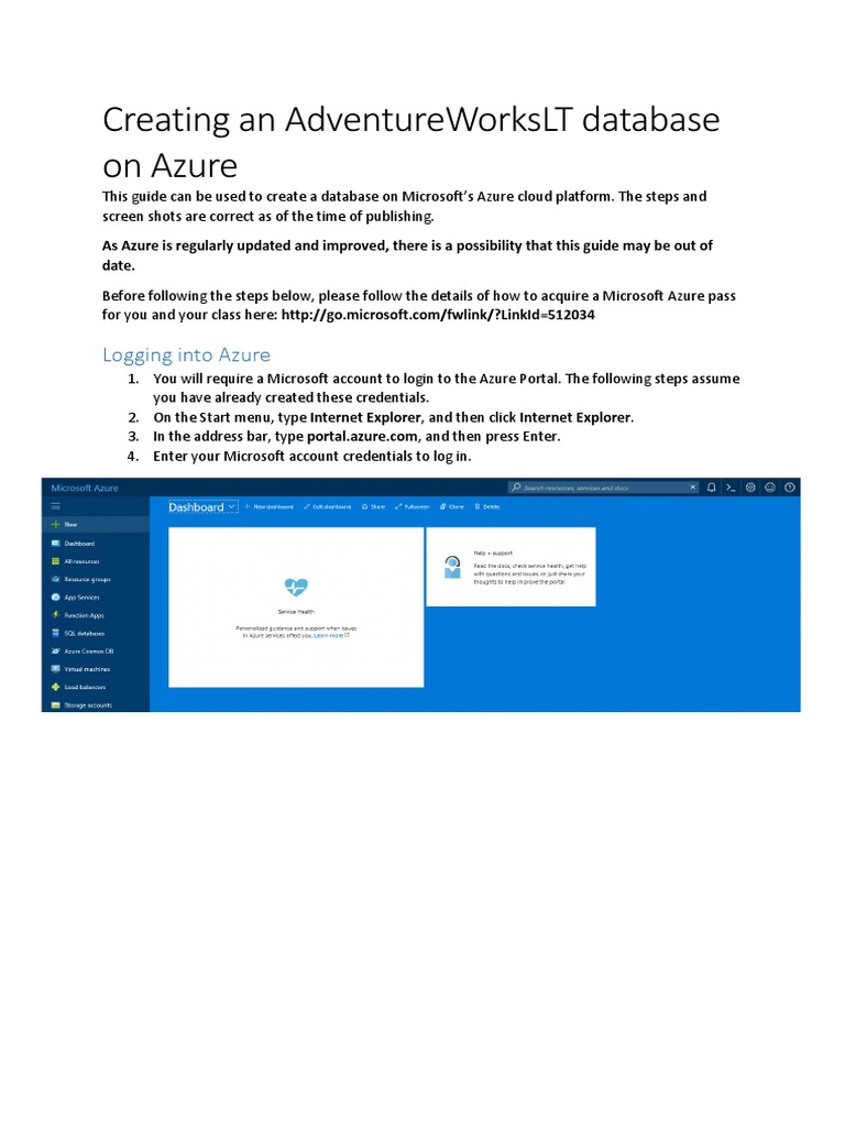 Creating An AdventureWorks Database On Azure - 2 | PDF | Microsoft