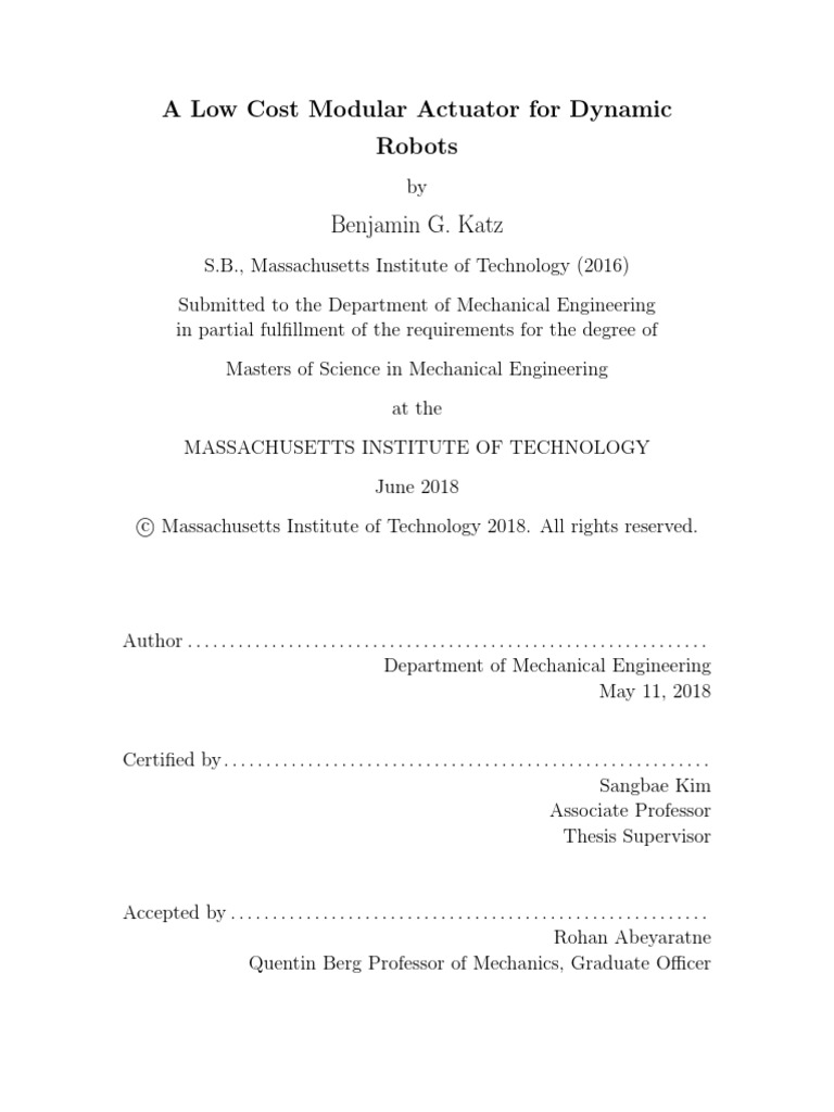 Low Cost Modular Actuator Enables Dynamic Quadruped Robot | PDF ...