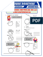 Ejercicios de Relaciones Métricas de Las Circunferencias para Quinto de Secundaria