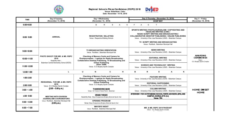 Rspc 2018 Regional Schools Press Conference Pdf Entertainment
