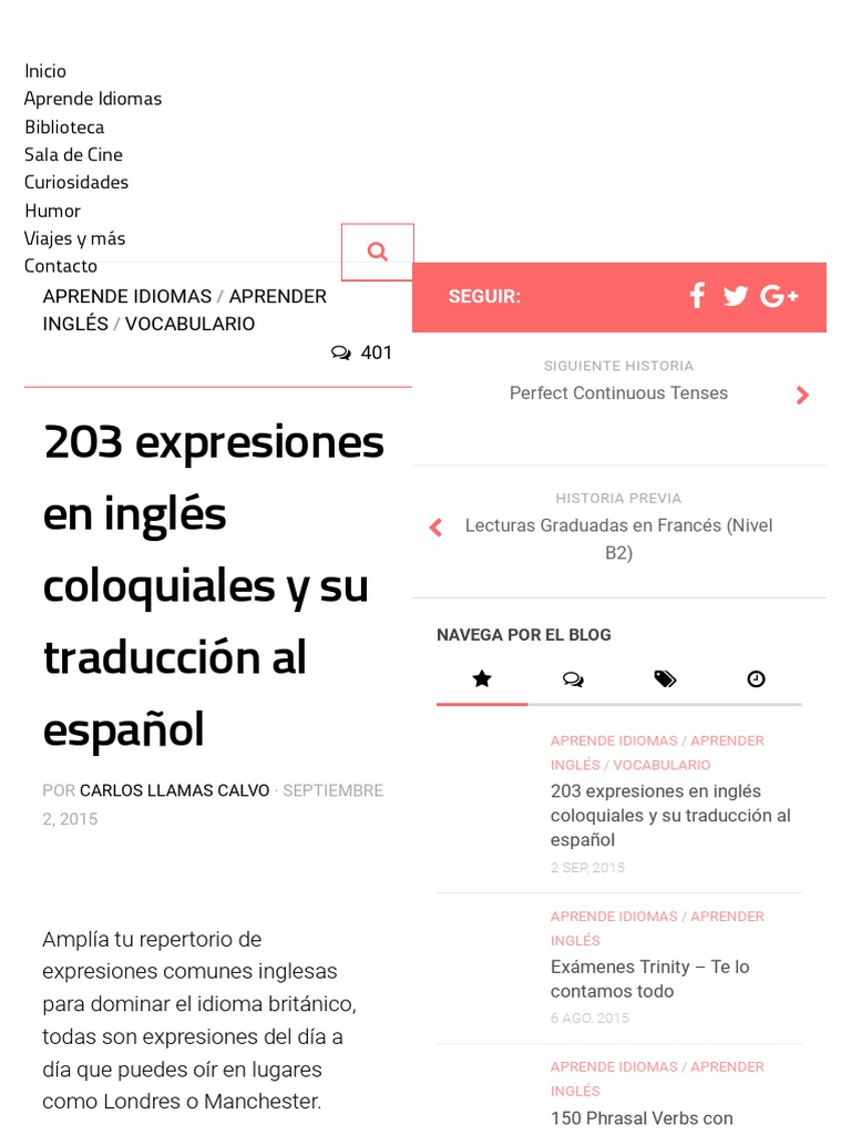 3 Expresiones En Ingles Coloquiales Y Su Traduccion Al Espanol El Blog De Idiomas Pdf Idiomas