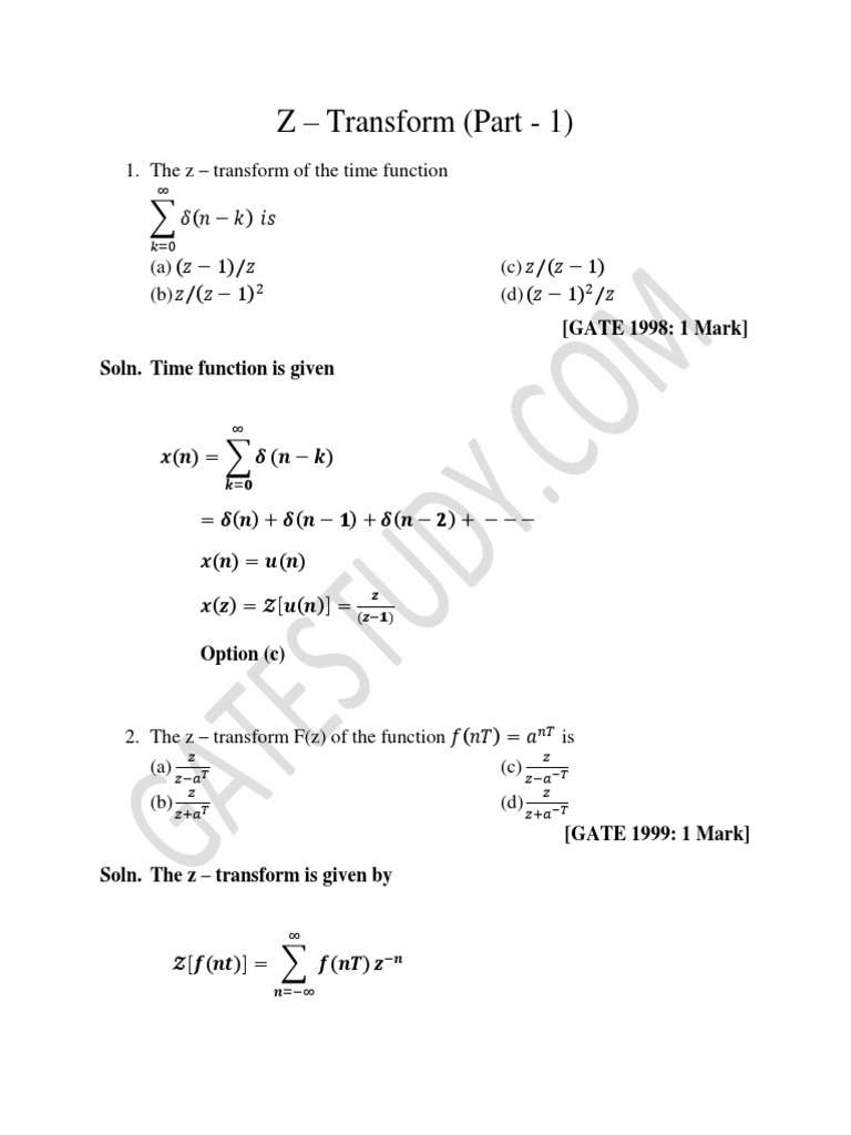 Z Transform Electrical Engineering Algorithms