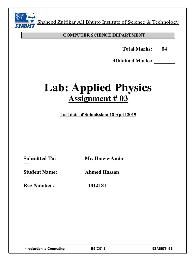 Applied Physics LAb1 PDF Computer Science Electronic Circuits