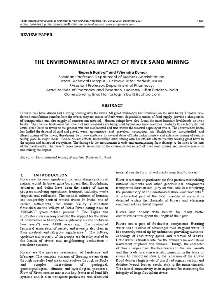 The Environmental Impact of River Sand Mining: Review Paper | PDF ...