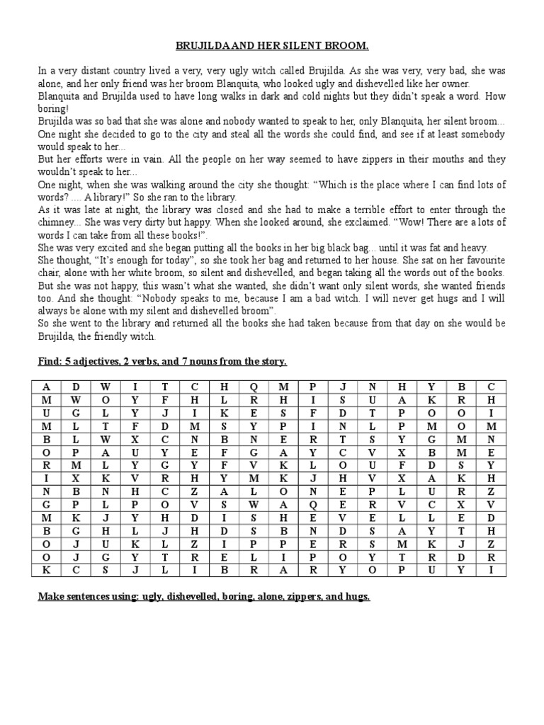 Brujilda and Her Silent Broom PDF Adjective Verb