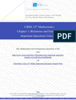 Class 12th Maths Chapter 1 (Relations and Functions) Unsolved PDF