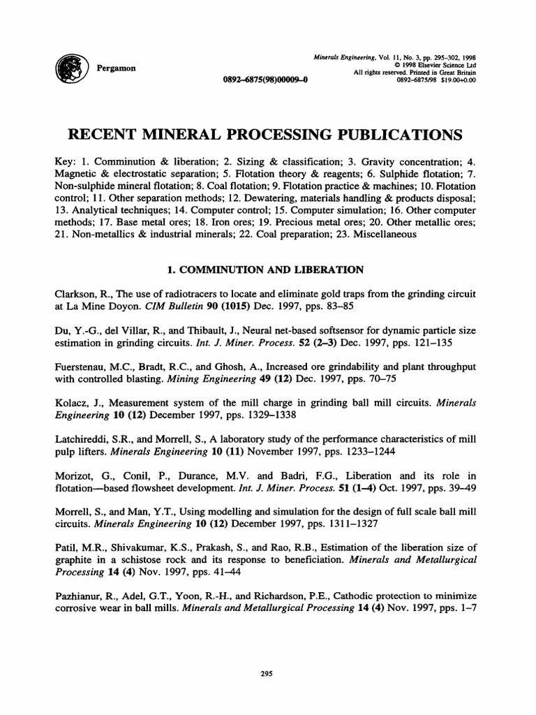 Recent Advances in Mineral Processing | PDF | Minerals | Mining