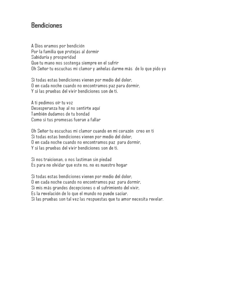 Puras Bendiciones: Letra y Reflexión | PDF
