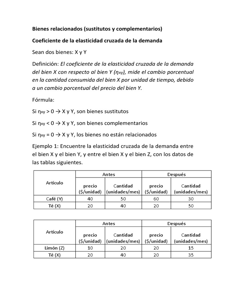 Elasticidad Cruzada y de Ingreso de la Demanda | PDF | Elasticidad ...