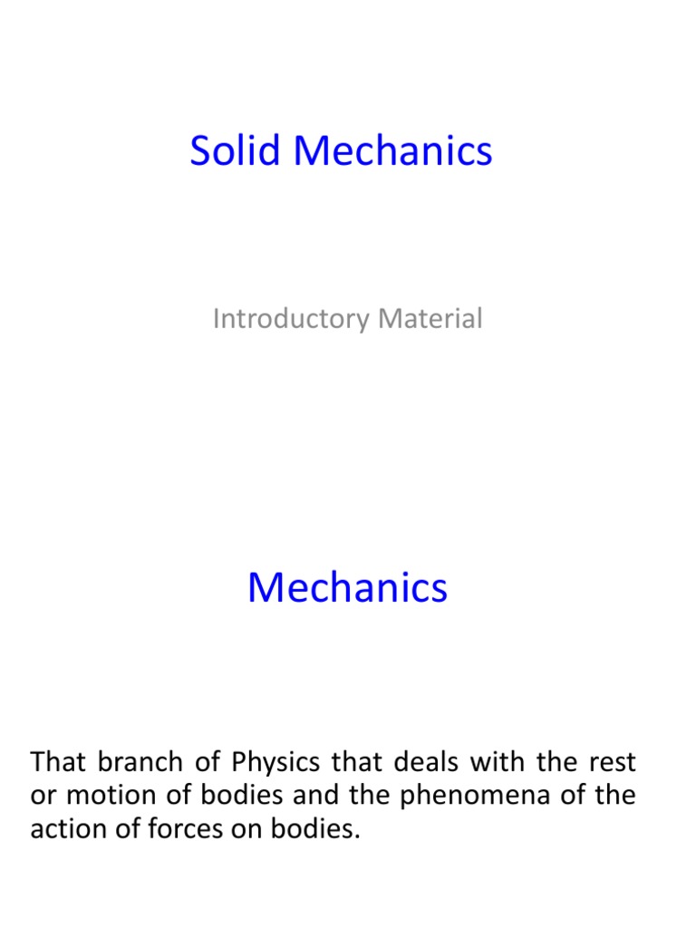 Introduction to Solid Mechanics Concepts | PDF | Force | Nature