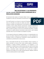 Saludos Al Pueblo Ecuatoriano y A Su Presidente Rafael Correa en Este Nuevo Aniversario de La Revolución Ciudadana 18-01-2016 PDF