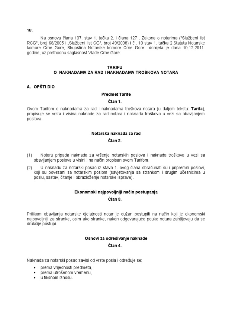 Notarska Tarifa | PDF