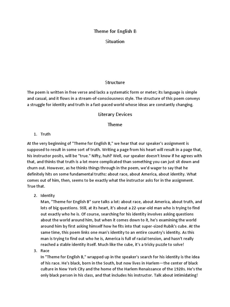 Theme For English B PDF Race (Human Categorization) Truth