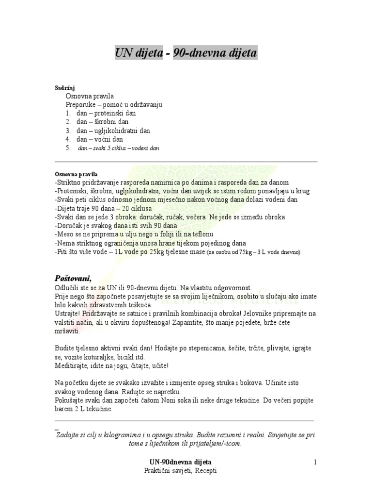 Un Dijeta 90 Dnevna Dijeta Postovani