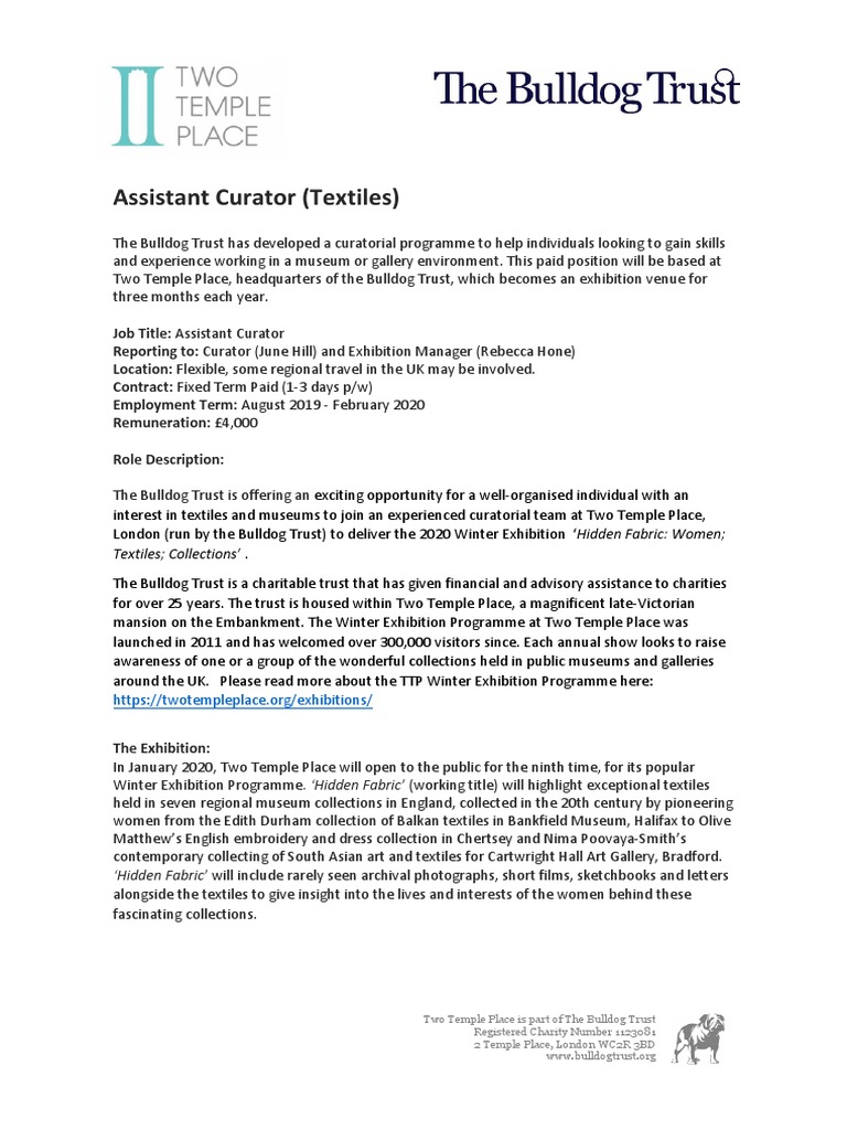 Assistant Curator Position at Two Temple Place | PDF | Curator | Museum