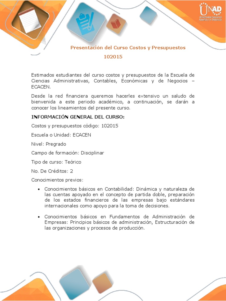 Curso de Costos y Presupuestos ECACEN | PDF | Presupuesto | Contabilidad