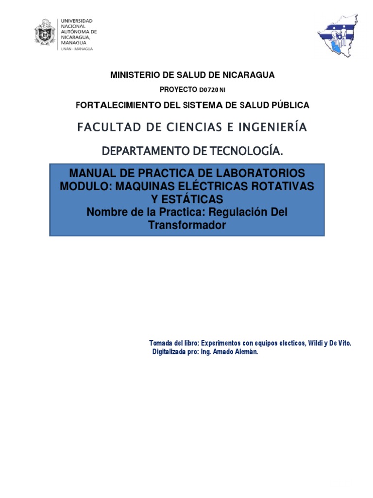 Practica Regulacion Del Transformador Pdf Transformador Inductor