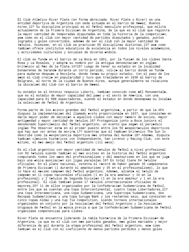 Historia y logros del Club River Plate | PDF | Deportes de equipo ...
