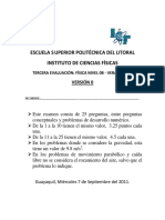 2011 - Nivel Cero Verano FISICA B VERSION 0 Tercer Examen PDF