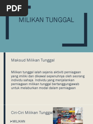 Perniagaan Nota Milikan Tunggal Pdf
