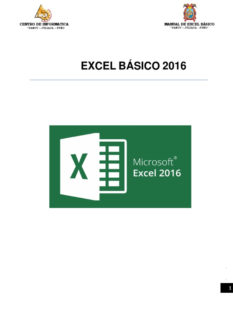 Manual de Excel Básico 2016 UANCV | PDF | Point and Click | Microsoft Excel