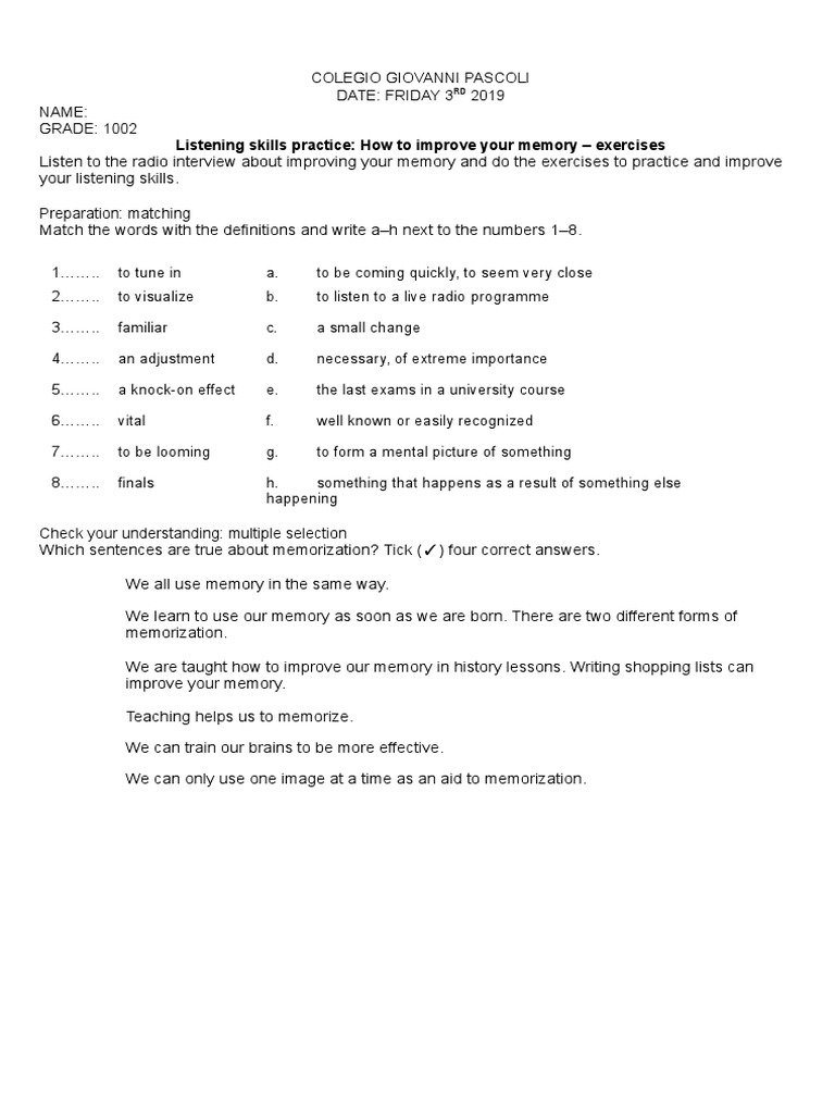 Memory Tips for Students | PDF | Memory | Vocabulary